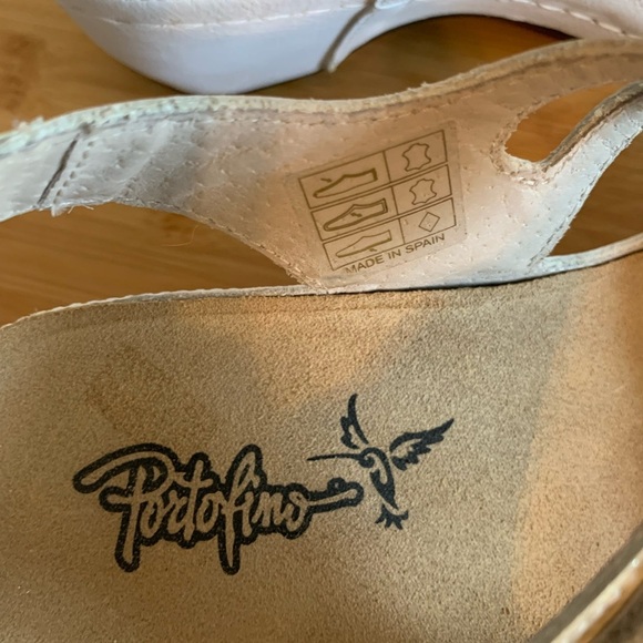 White and Tan Sandals with Perforated Strap Design - Picture 7 of 11